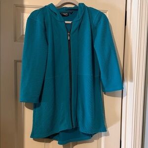 Teal Casual Hooded Jacket
